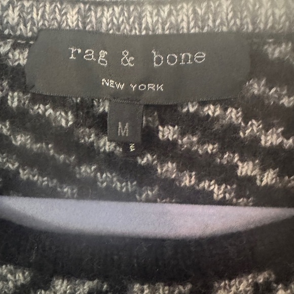 Rag & Bone 100% wool black white grey classic quiet luxury crew neck sweater - Picture 9 of 10